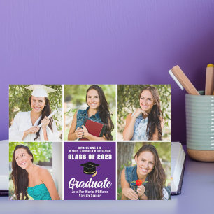 Benutzerdefinierte violette Abschlussfoto-Collage Ankündigung
