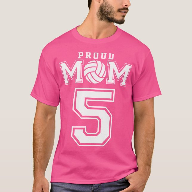 Benutzerdefinierte Volleyball-Mama Nummer 5 Person T-Shirt (Vorderseite)