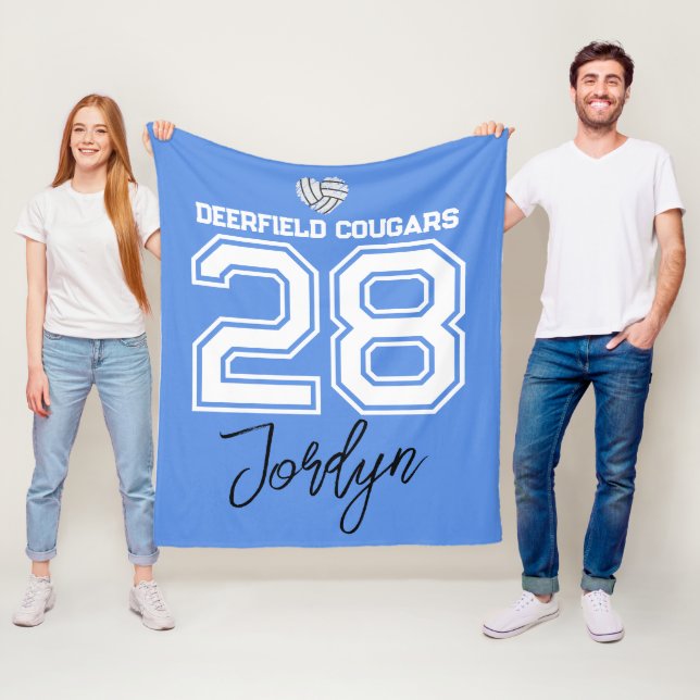 Benutzerdefinierte Volleyball Name Nummer Schule  Fleecedecke (Beispiel)