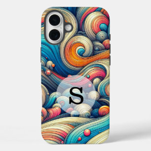 Benutzerdefinierte Vorlage psychedelisches wellige iPhone 16 Plus Hülle