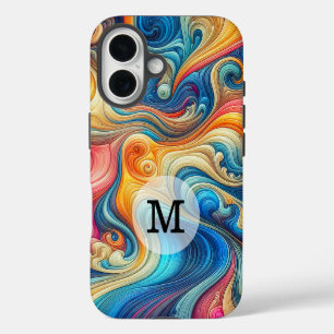 Benutzerdefinierte Vorlage Stilvolle Wavy Print iPhone 16 Hülle
