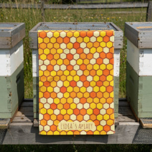 Benutzerdefinierte Wabe in Hellorange und goldenem Geschirrtuch