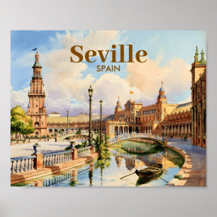 Benutzerdefinierte Wasserfarbe von Sevilla Spanien Poster