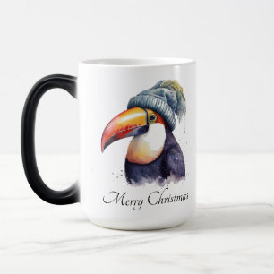 Benutzerdefinierte Wasserfarbe Weihnachten Toucan Verwandlungstasse