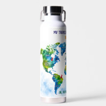 Benutzerdefinierte Wasserfarben-Weltkarte Edelstah