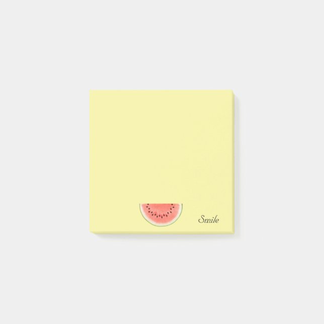 Benutzerdefinierte Wassermelonenfrucht auf Gelb Post-it Klebezettel (Vorderseite)