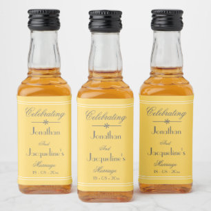 Benutzerdefinierte weiche gelbe Hochzeitsminiatur Alkoholflaschenetikett