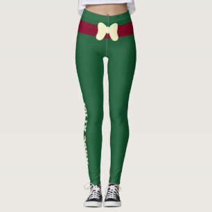 Benutzerdefinierte Weihnachten Burgund Ivory-Schle Leggings