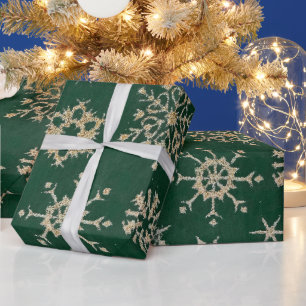 Benutzerdefinierte Weihnachten Grüne Metallic Gold Geschenkpapier