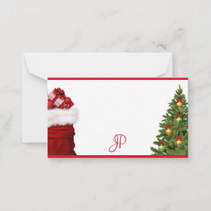 Benutzerdefinierte Weihnachts-Handschrift-Monogram Mitteilungskarte