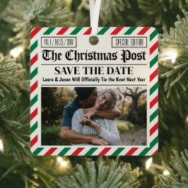 Benutzerdefinierte Weihnachts-Hochzeitsanzeige-Zei Ornament Aus Metall