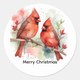 Benutzerdefinierte Weihnachts-Kardinal-Rotvogel-Pa Runder Aufkleber