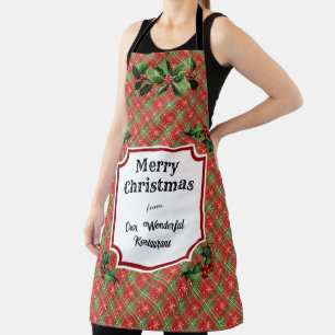 Benutzerdefinierte Weihnachts-Rotkarierte Restaura Schürze