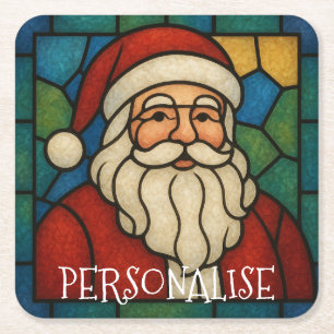 Benutzerdefinierte Weihnachts-Santa-Art-Deco-Buntg Rechteckiger Pappuntersetzer