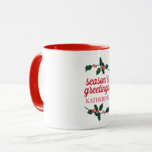 Benutzerdefinierte Weihnachts-Stechpalmen-Beeren F Tasse
