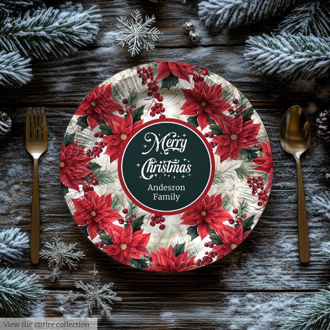 Benutzerdefinierte Weihnachtsblumen Rot Grüne Papi Pappteller (Custom Christmas Flowers Red Green Paper Plates )