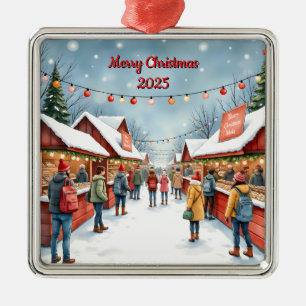 Benutzerdefinierte Weihnachtsdorfgeschäfte Ornament Aus Metall