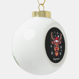 Benutzerdefinierte Weihnachtsfreude Süßes Rentier Keramik Kugel-Ornament