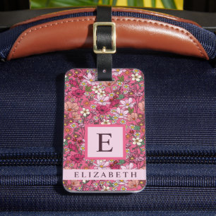 Benutzerdefinierte weiße Blumen rosa floral Gepäckanhänger