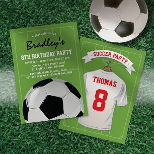 Benutzerdefinierte weiße Trikot-Fußball-Geburtstag Einladung