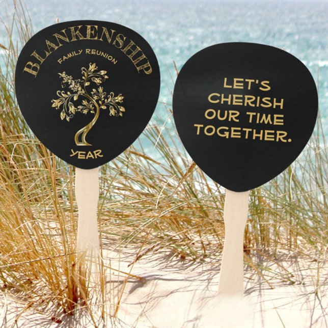 Benutzerdefinierte Wiedersehen-Black-Gold-Tree dop Fächer (Von Creator hochgeladen)