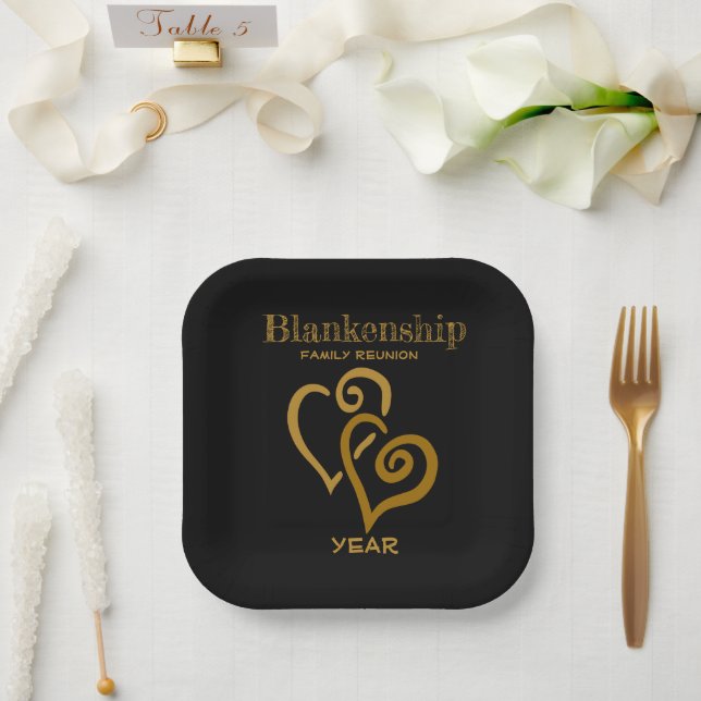 Benutzerdefinierte Wiedersehen-Schwarz-Gold-gebund Pappteller (Hochzeit)