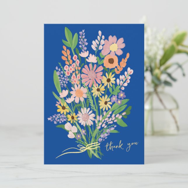 Benutzerdefinierte Wildblumen Dankeskarte (Stehend Vorderseite)