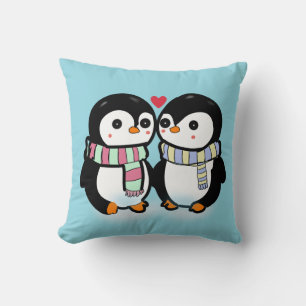 Benutzerdefinierte Winter Pinguin Liebe Kissen