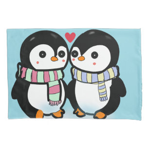 Benutzerdefinierte Winter-Pinguin-Liebe Kissenbezug