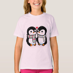 Benutzerdefinierte Winter-Pinguin-Liebe T-Shirt