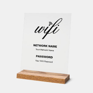 Benutzerdefinierte WLAN-Details und Passwort Weiß Acrylschild