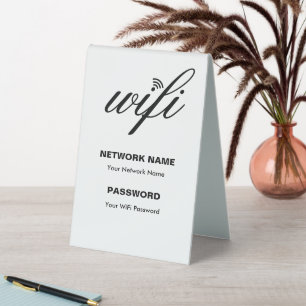 Benutzerdefinierte WLAN-Details und Passwort Weiß Tischaufsteller
