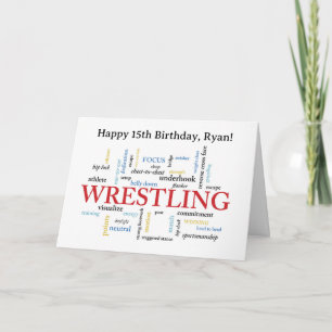 Benutzerdefinierte Wrestling-Geburtstagswortwolke Karte