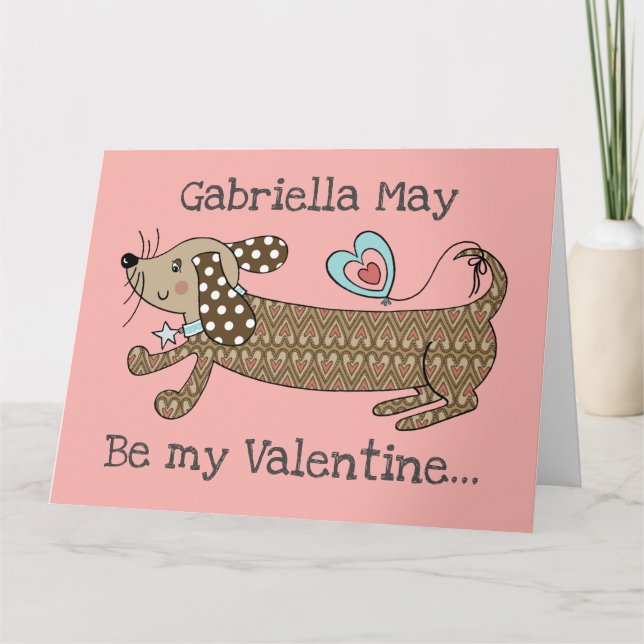 Benutzerdefinierte Wurst Hunde Dackel Valentinstag Karte (Vorderseite)