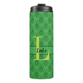 Benutzerdefinierte Zeichenkette und Name für grüne Thermosbecher