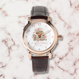 Benutzerdefinierte Zitatbücher und alte rosa Rosen Armbanduhr