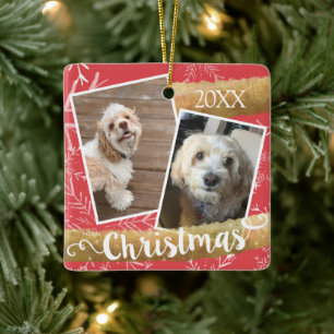 Benutzerdefinierte Zwei-Foto-Weihnachten Keramikornament