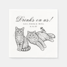 Benutzerdefinierte Zwei Katzen Vogel Zeichnung Get