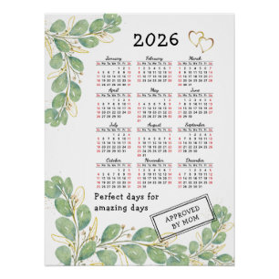 Benutzerdefinierter 2026-Kalender mit elegantem Eu Poster