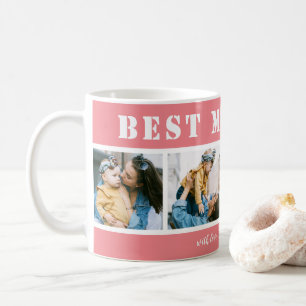 Benutzerdefinierter 4-Foto-Best-Mom-Ever-Rosa-Kaff Kaffeetasse