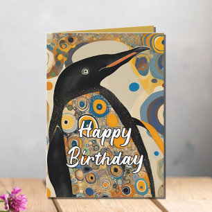 Benutzerdefinierter 50. Art Nouveau Pinguin Geburt Dankeskarte