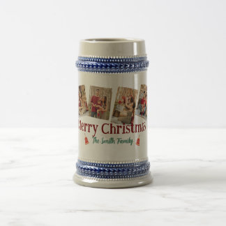 Benutzerdefinierter 6-Foto-Weihnachtsbierkrug mit Bierglas