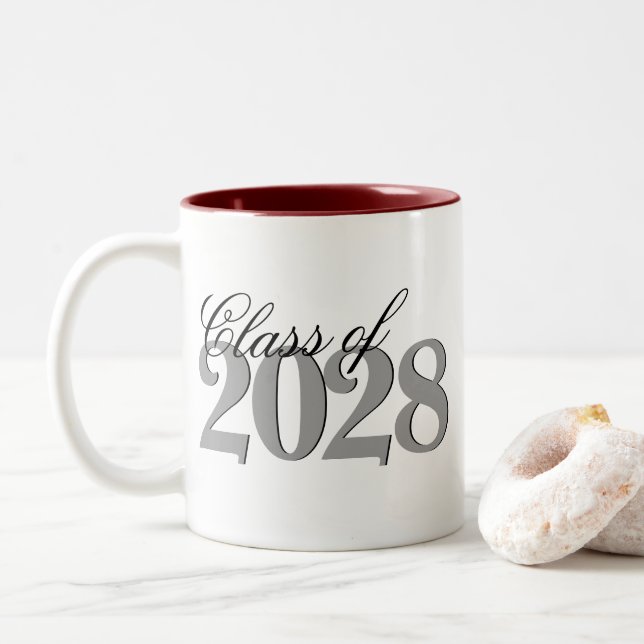 Benutzerdefinierter Abschluss | Einfaches Jahr und Zweifarbige Tasse (Mit Donut)