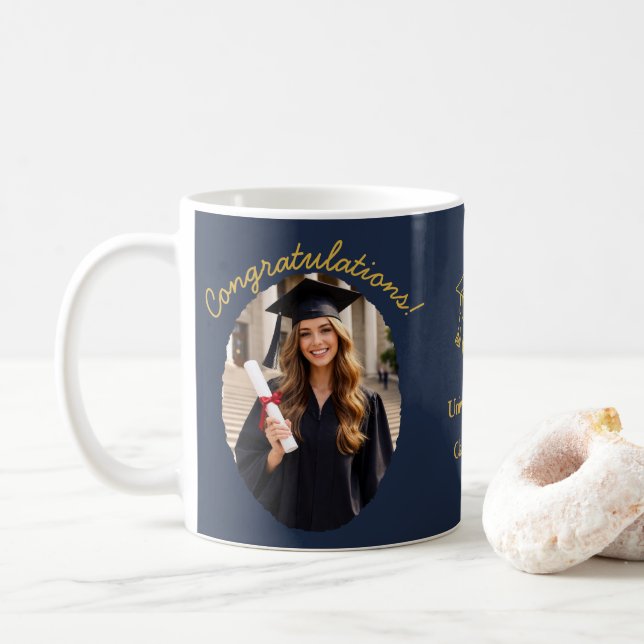 Benutzerdefinierter Abschluss-Fotomug Gratulation Kaffeetasse (Mit Donut)