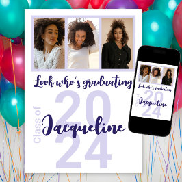 Benutzerdefinierter Abschluss Lila Skriptfoto-Coll Einladung