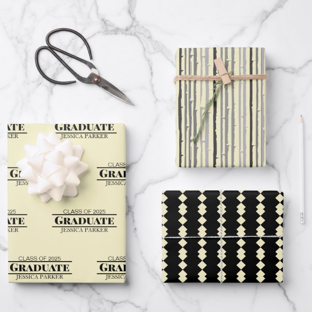 Benutzerdefinierter Abschluss Name Modern Geschenkpapier Set (Vorderseite)
