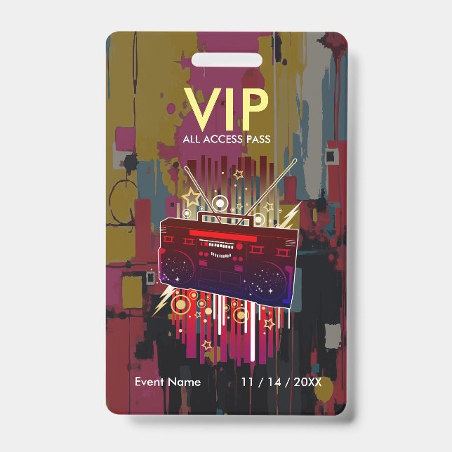 Benutzerdefinierter abstrakter Farbblock-VIP-Pass  Ausweis (Vorderseite)