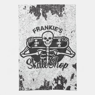 Benutzerdefinierter ADD NAME Totenkopf Skateboard  Geschirrtuch