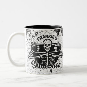 Benutzerdefinierter ADD NAME Totenkopf Skateboard  Zweifarbige Tasse