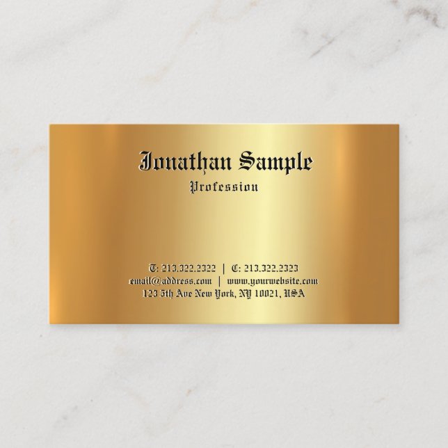 Benutzerdefinierter alter Schriftart Eleganter Gol Visitenkarte (Vorderseite)